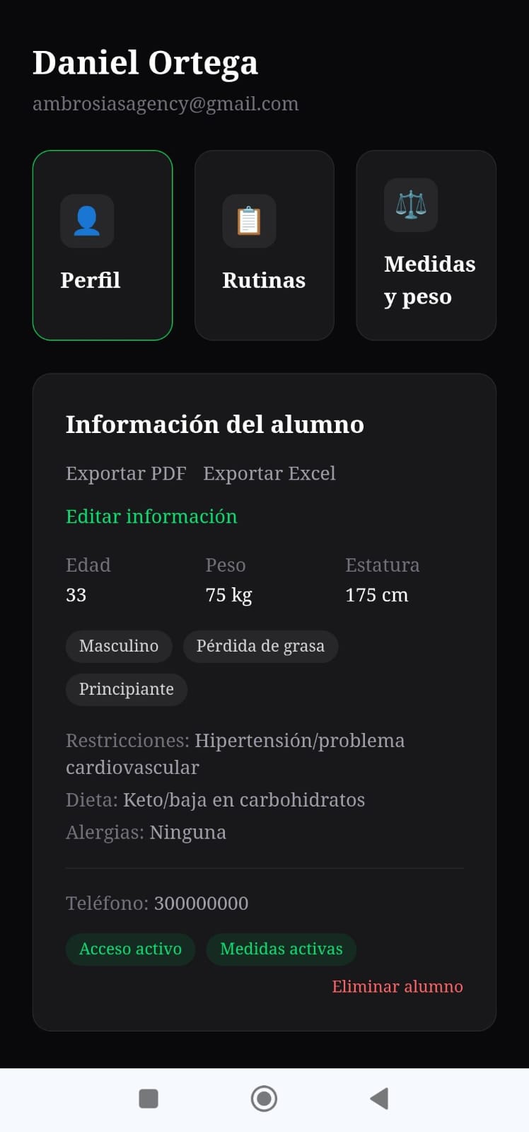 App Gym pantalla 5