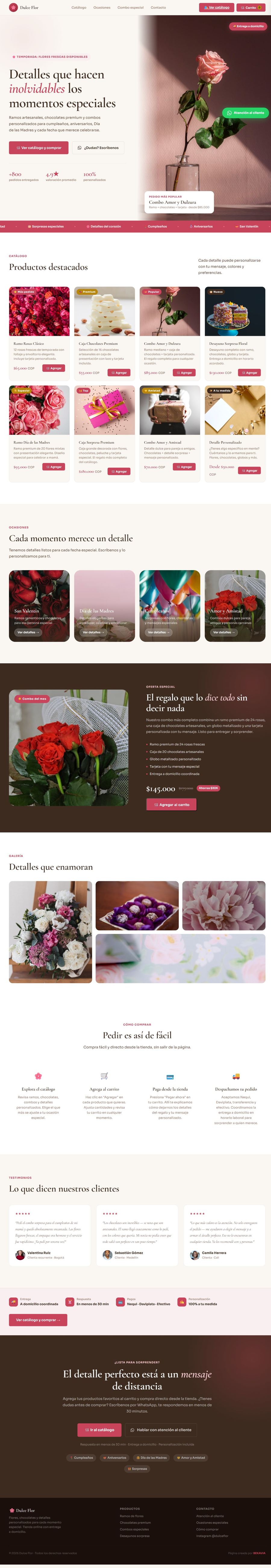 Demo tienda online dulcería y flores - BEKAVIA